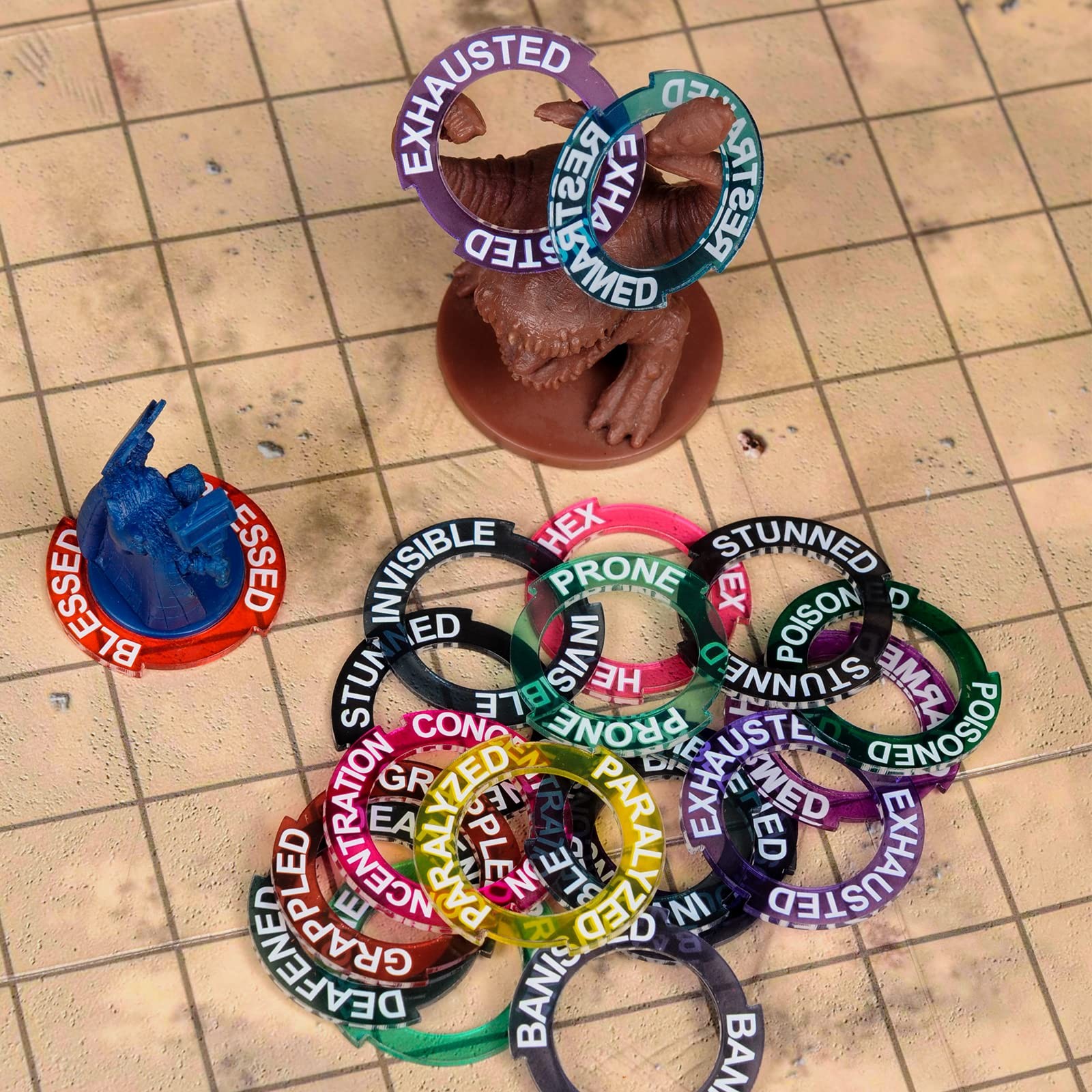 96 PCS Condition Rings Status Effect Markers for DD, Pathfinder, RPGs