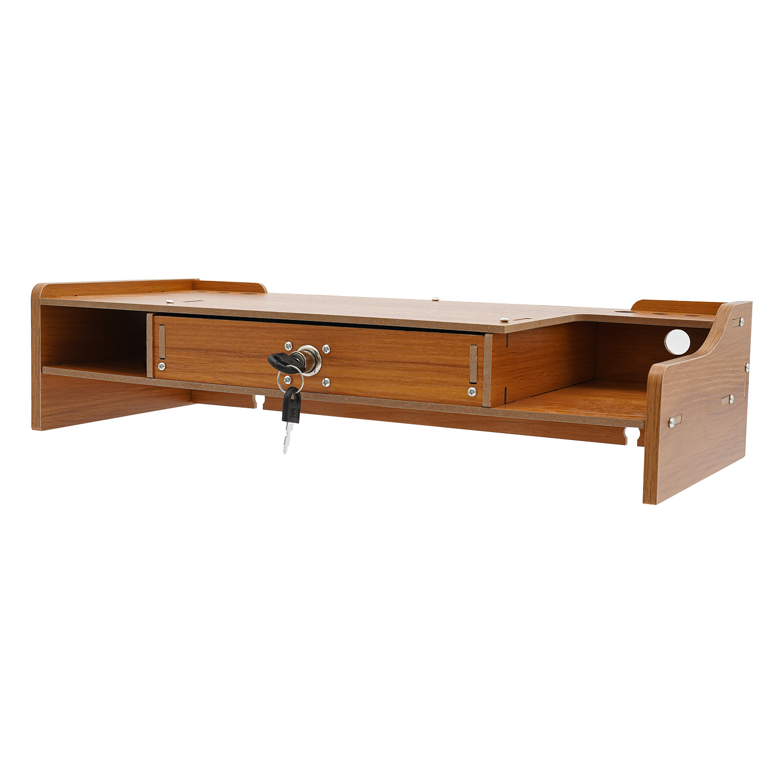 Monitor Stand Riser, Computer Laptop Riser Shelf with Lockable Organizer Drawers