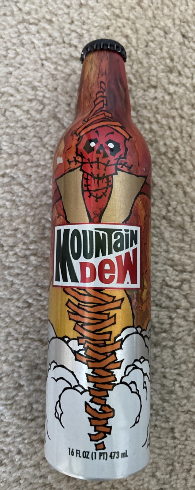 2009 Mountain Dew Green Label Art "Scarecrow Genie" Pushead Aluminum Bottle FULL