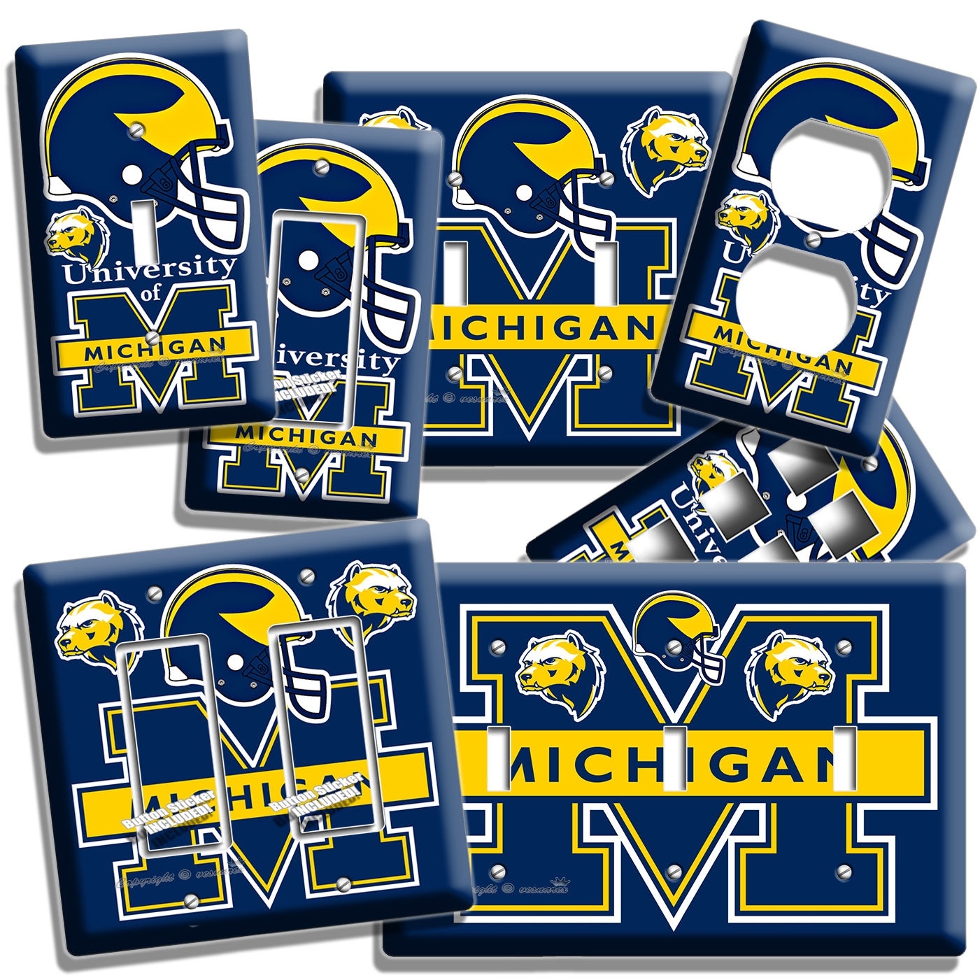 MICHIGAN WOLVERINES AMERICAN FOOTBALL  TEAM LIGHTSWITCH OUTLET WALL PLATES DECOR