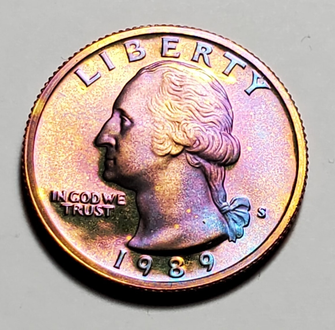 TONED 1989 S WASHINGTON QUARTER PROOF UNC #C1561