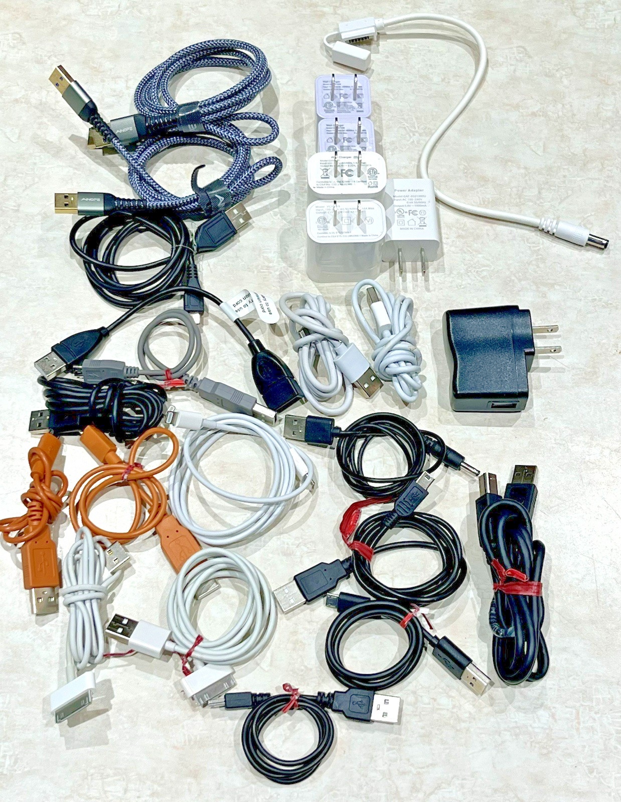 Wall  Charger and USB - Various Cable Lot/24 Items as Shown RoH8 Intertek ++