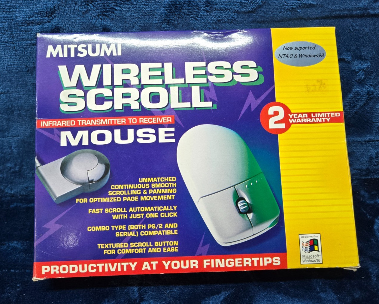 NOS Vintage Mitsumi PS2 Optical Mouse ECM-S6102 2-Button with Scroll Wheel