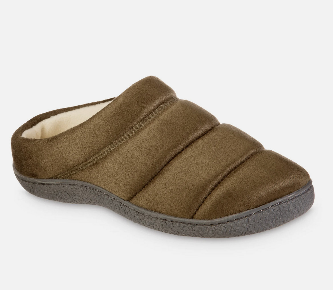 Isotoner Men Rory Hoodback Puffer Slipper Olive Size L