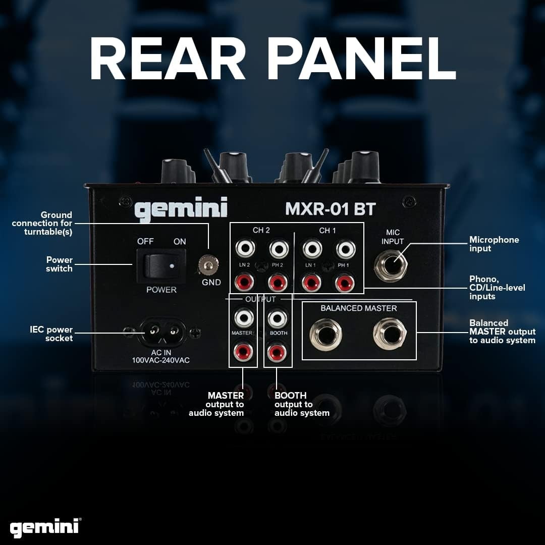 Gemini MXR-01BT 2 Channel Professional DJ Mixer With Bluetooth Input