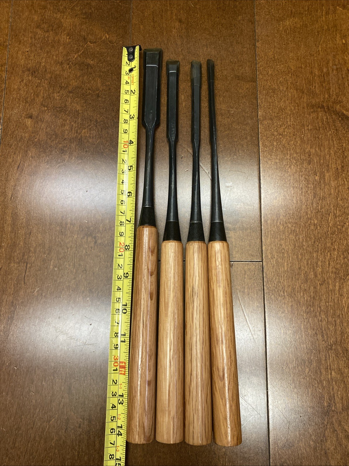4pc Vintage Japanese Chisel Set 1/4" 3/8" 1/2" 3/4" Hand Forged 14" Long