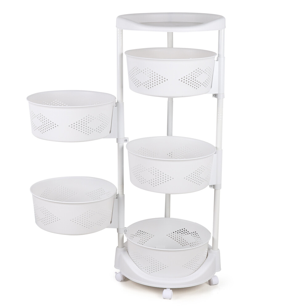 5-Tier Rotating Kitchen Organizer Rack With Fruit & Vegetable Storage Wheels