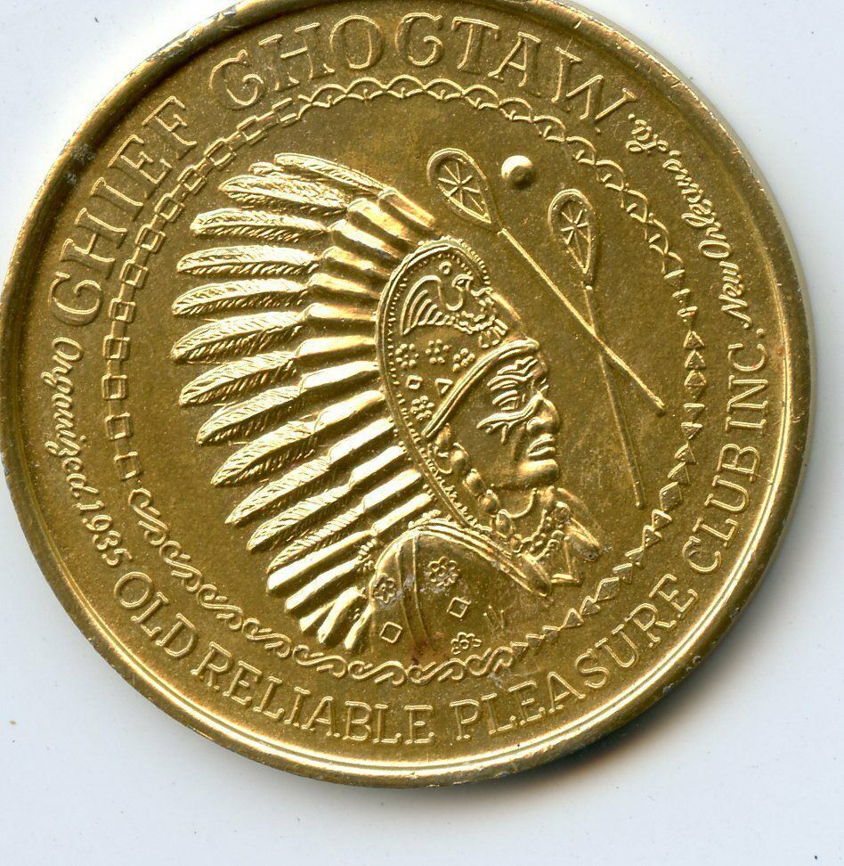 Mardi Gras Doubloon Krewe of Choctaw 1970 Aluminum Gold