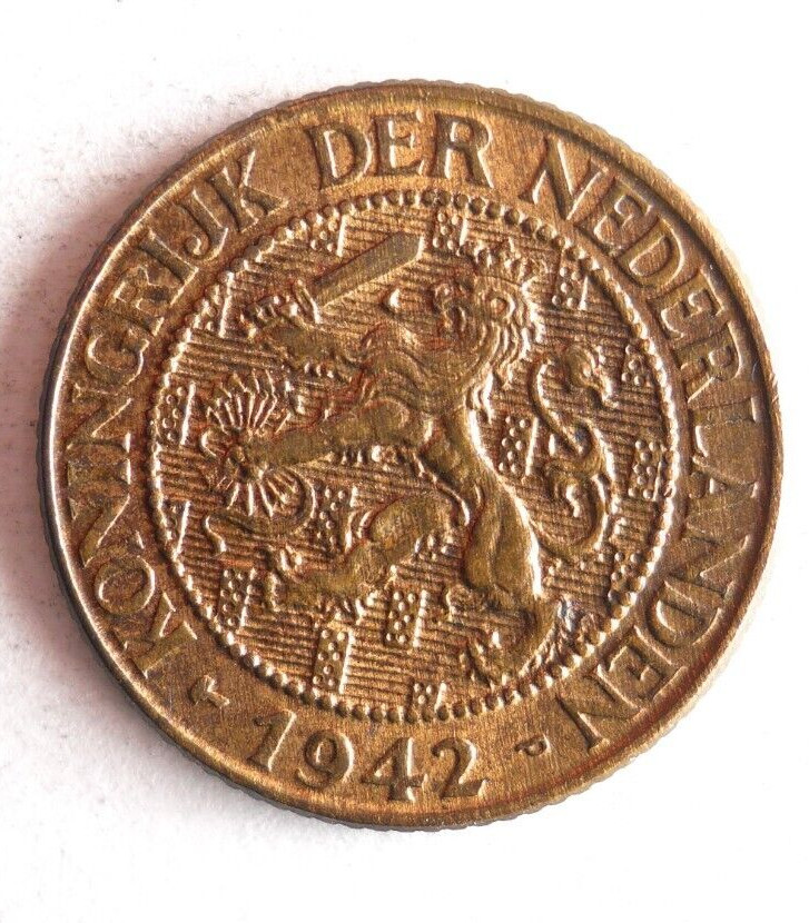 1942 CURACAO CENT - AU/UNC - Great Vintage Coin - Premium Bin #9