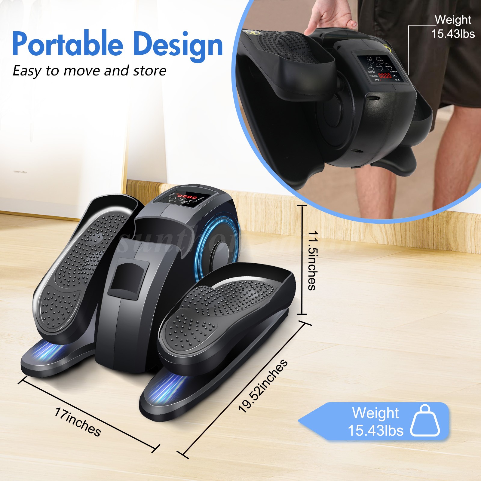 Ellipse Electric Elliptical Machine Under Desk Leg Exerciser Fully Assembled LCD