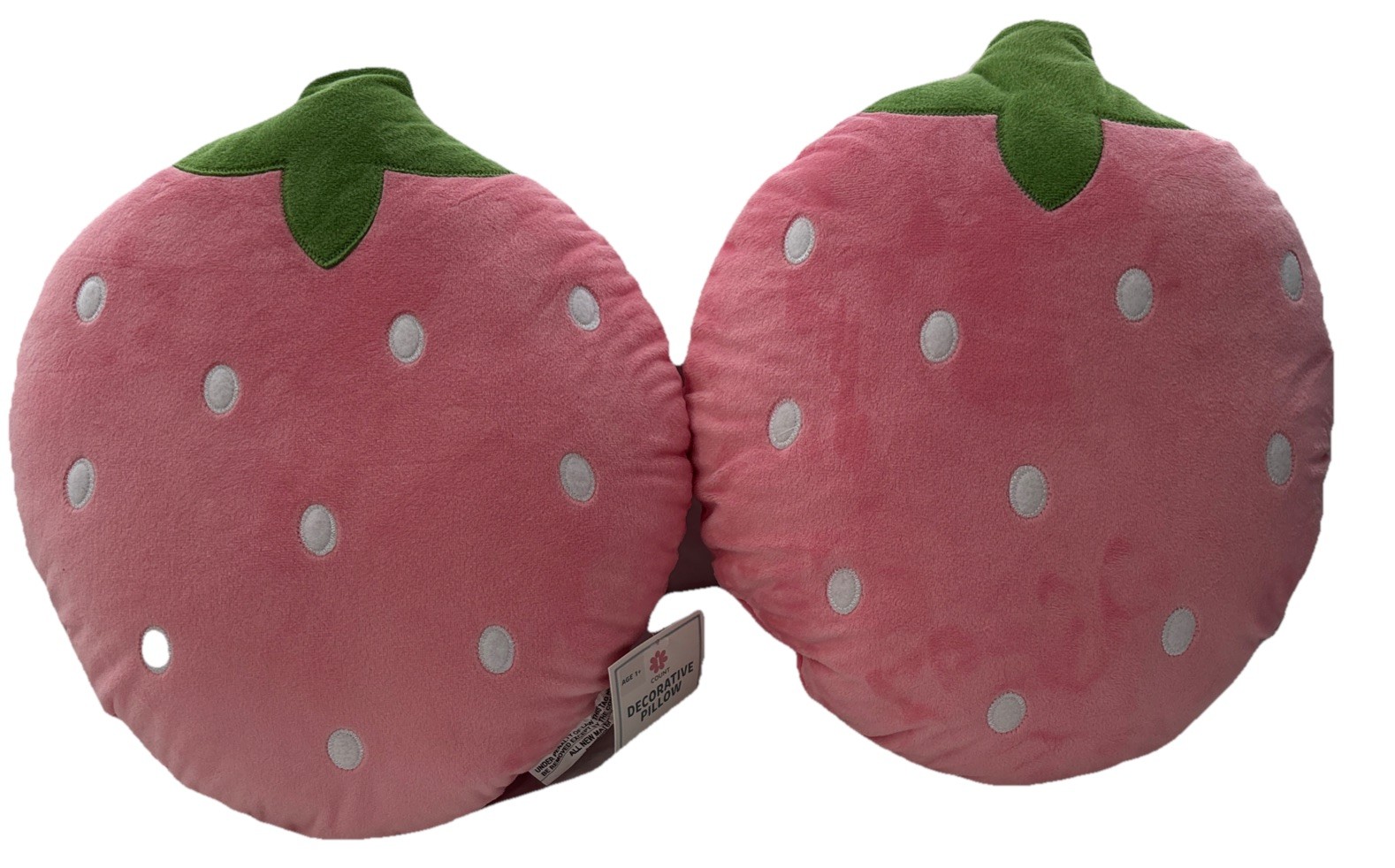 Lot of 2 Pink Strawberry Soft Plush Decorative Pillows 13" x 11.25" Woman Owned