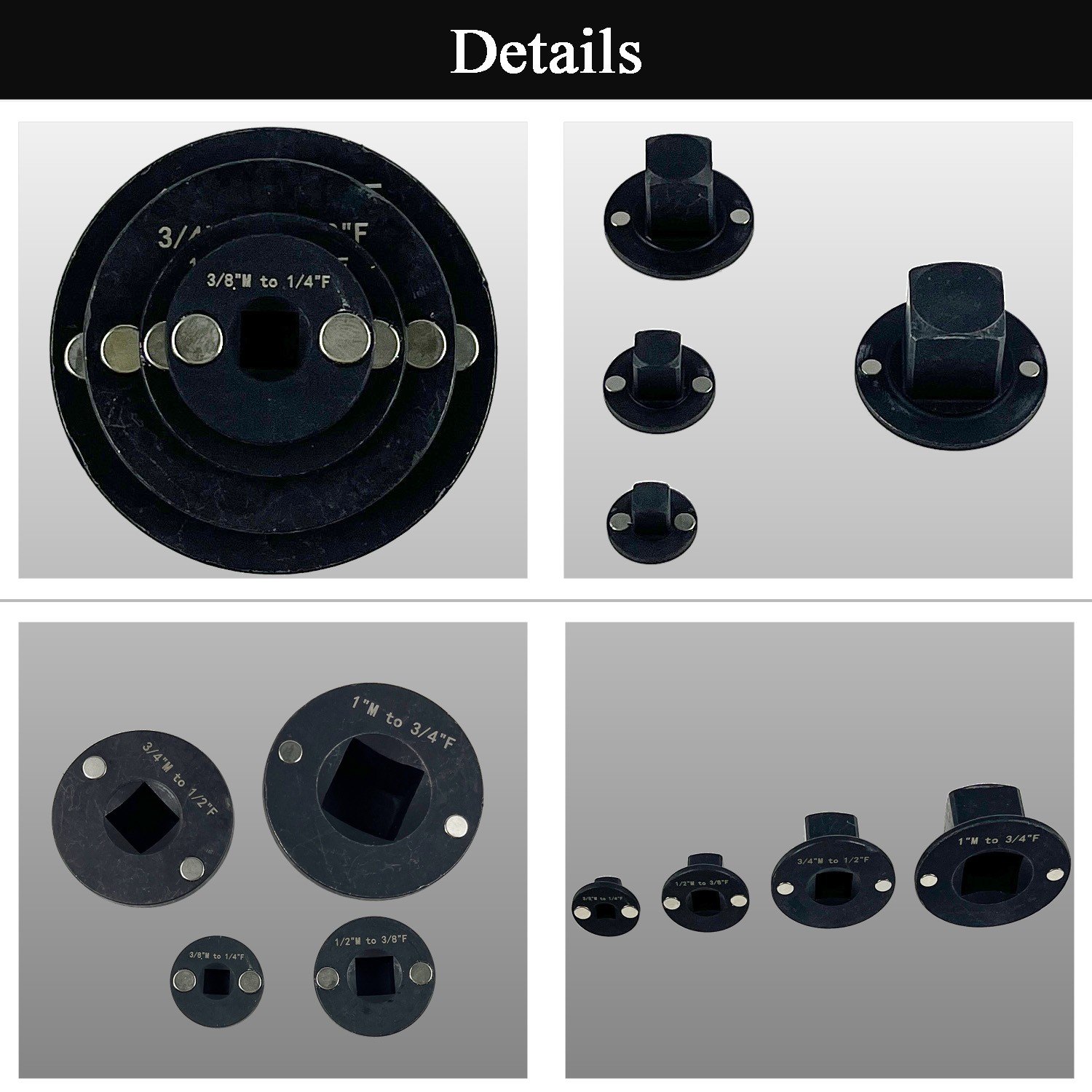4Pcs Magnetic Low Profile Impact Socket Adapter Set Drive Ratchet Adapter Set