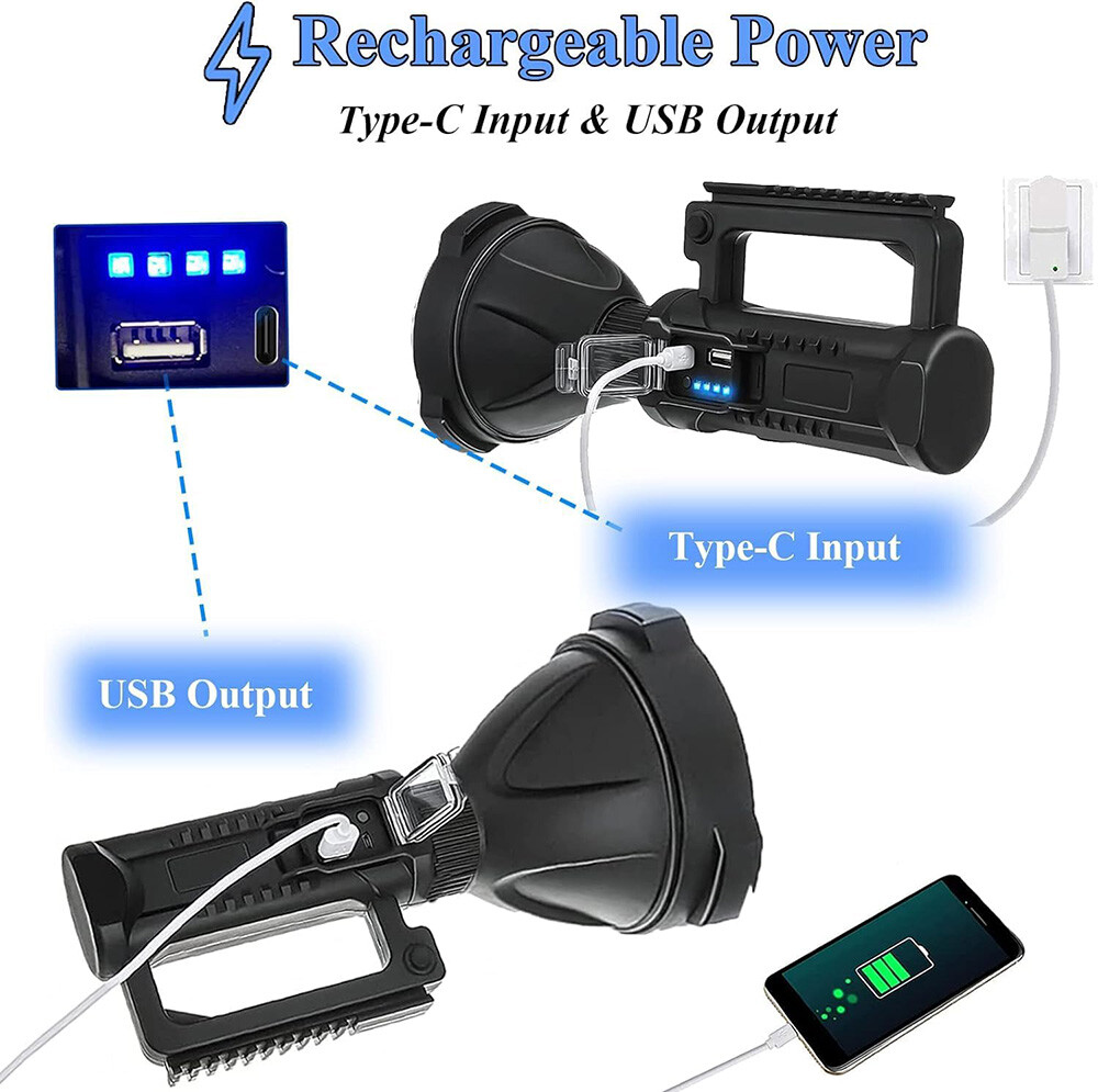 Rechargeable Spotlight 9000000 Lumens Handheld Hunting Flashlight Led Spot light