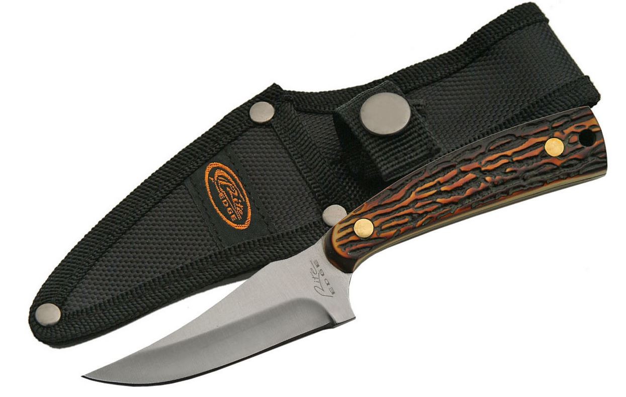 FIXED-BLADE HUNTING KNIFE 3" Blade Stainless Full Tang Skinner Staglon + Sheath