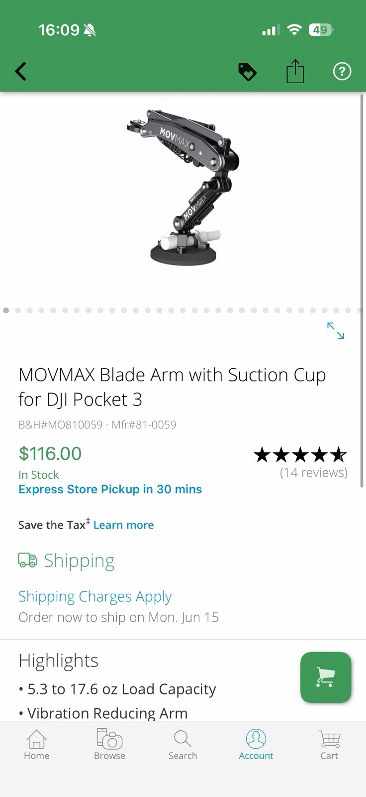 DJI Osmo Pocket 3 And Movmax Blade Arm