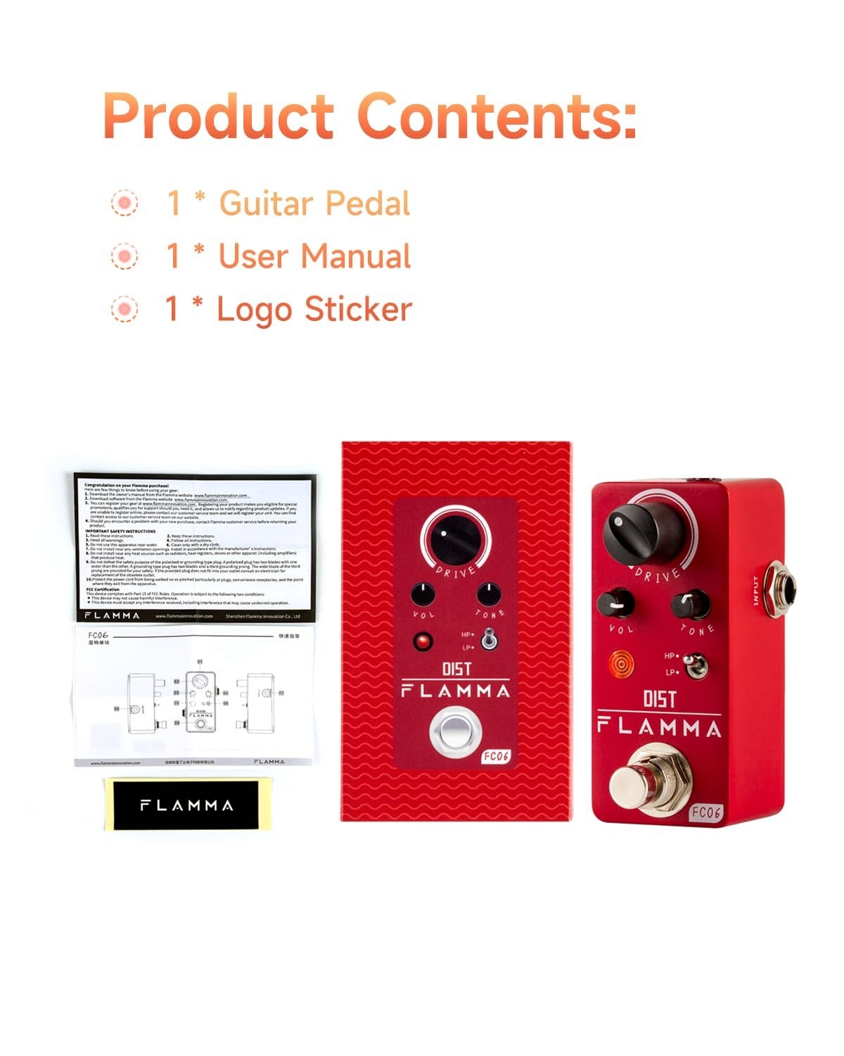 Mini Analog Distortion Guitar Pedal - Boost & Drive Modes, True Bypass Effects