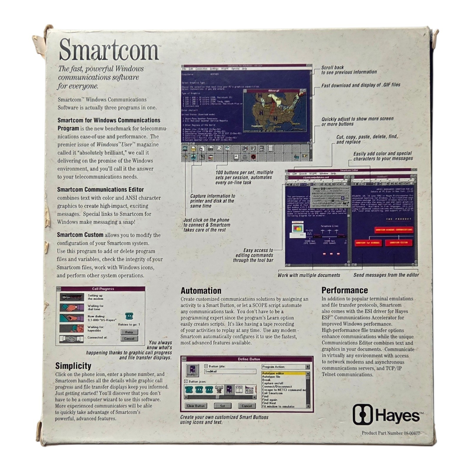 Hayes Smartcom Communication Software for Windows 3.5" Disks 08-00677