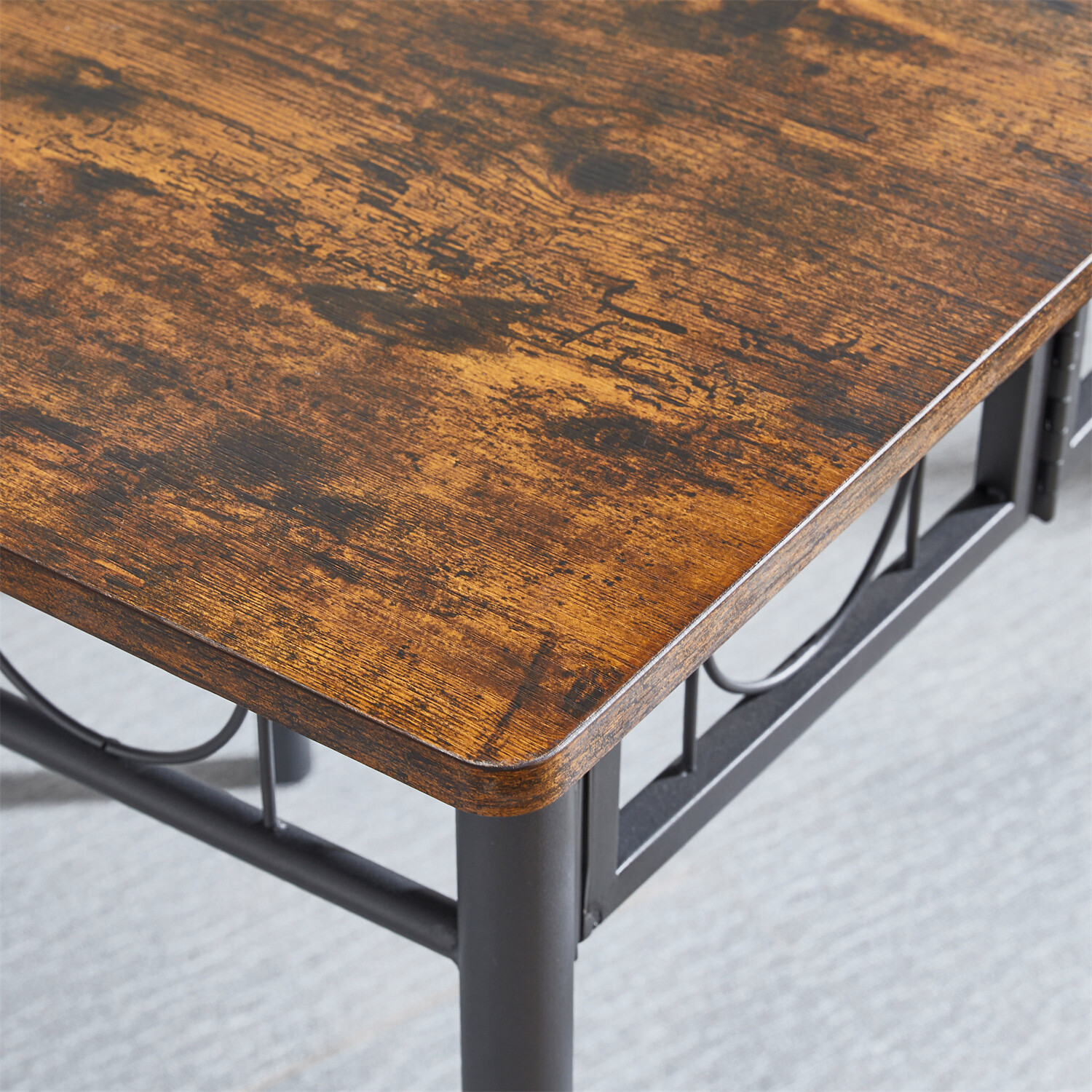 Dining Table Wood Square Table Home Kitchen Dining Room Table w/ Metal Frame