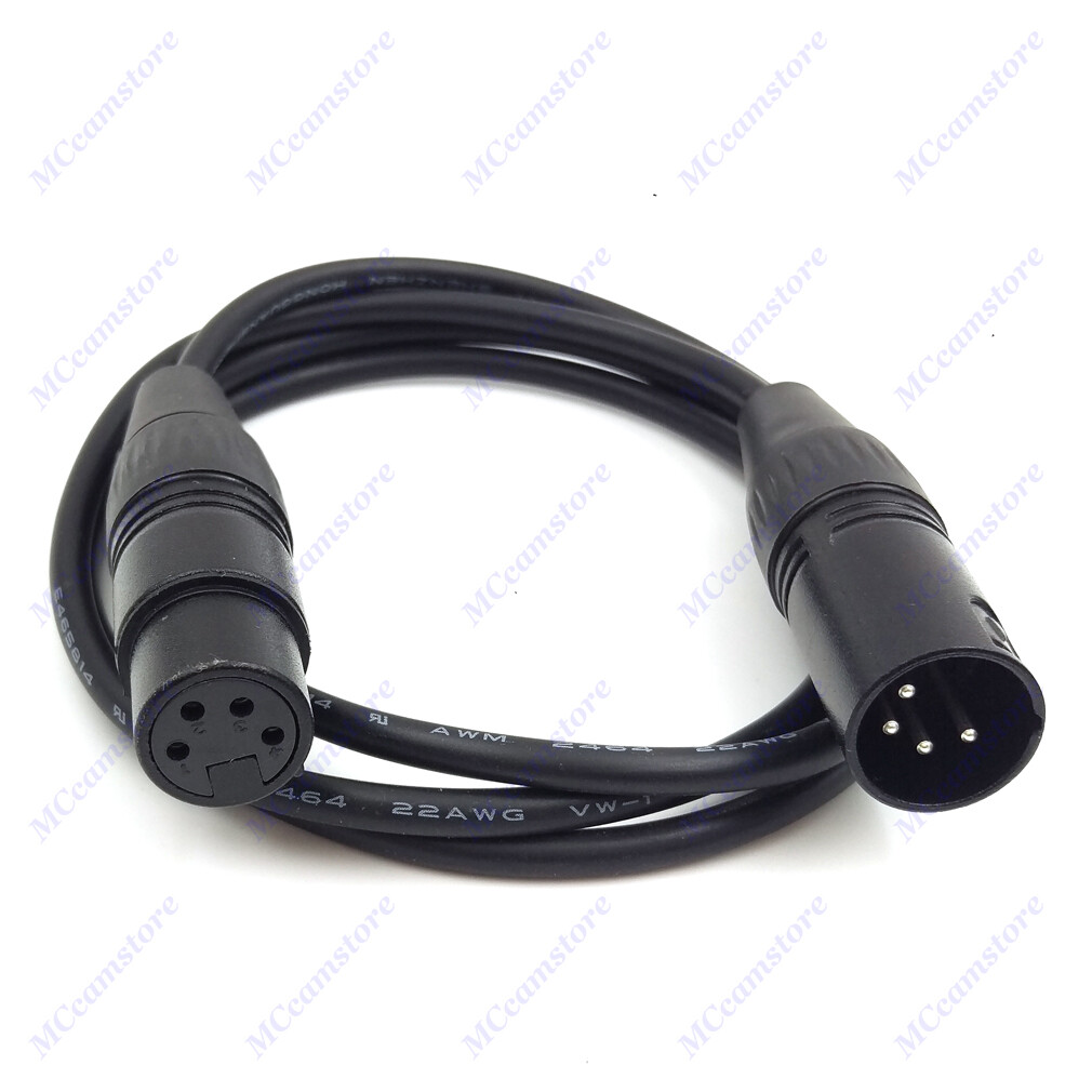 XLR 4pin Male to Female Cable for DSLR Photography Power Supply Battery Adapter