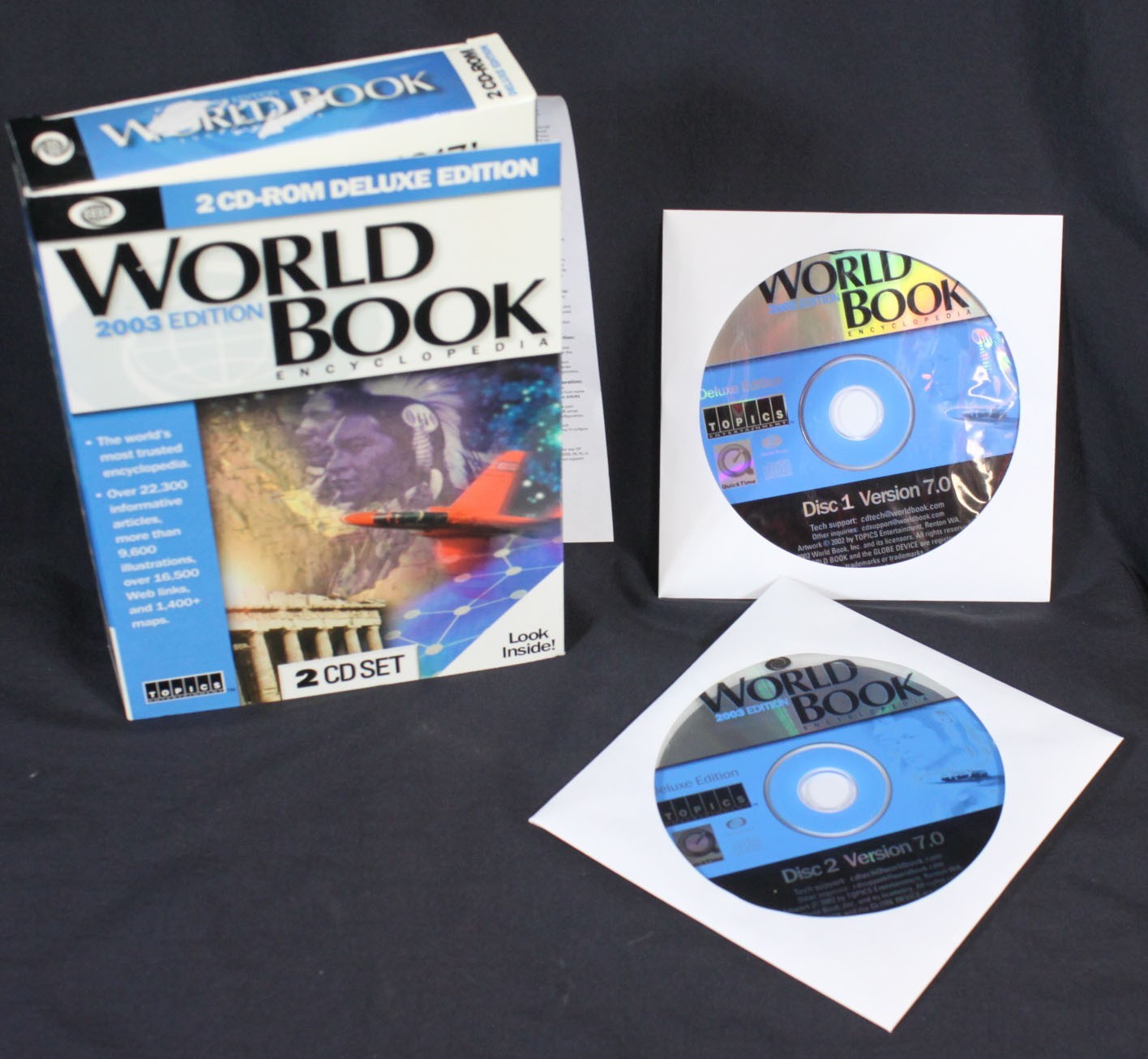 Vtg 2003 World Book Encyclopedia CD-Rom Set of 2 In Box Deluxe Educational