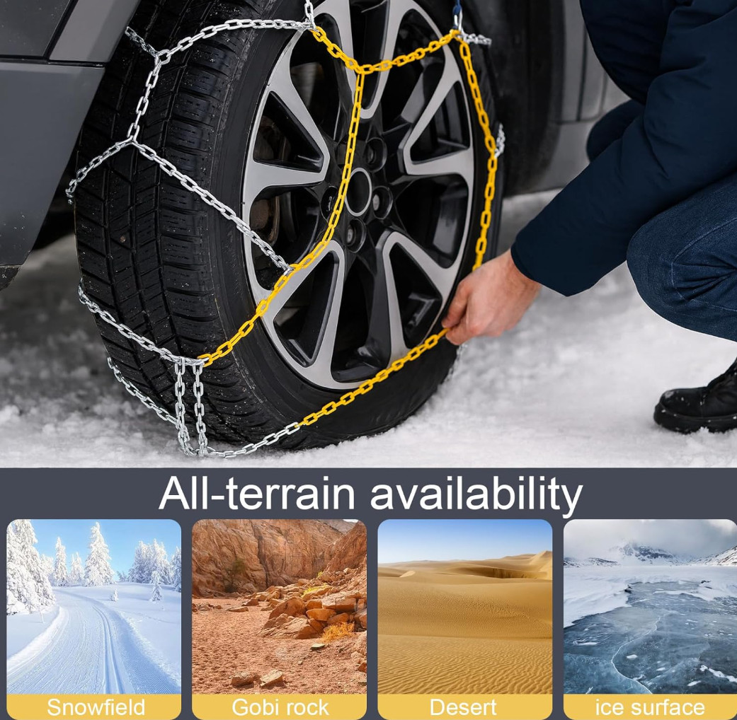 2PCS Snow Chains for Car SUV Pickup Trucks Car,Universal Adjustable KN130