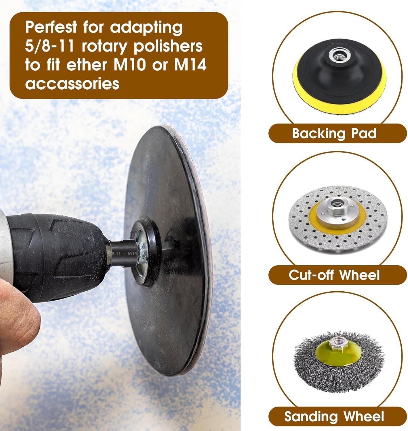 Heavy-Duty Angle Grinder Thread Adapter: 5/8"-11 to M10/M14 for Versatile Use