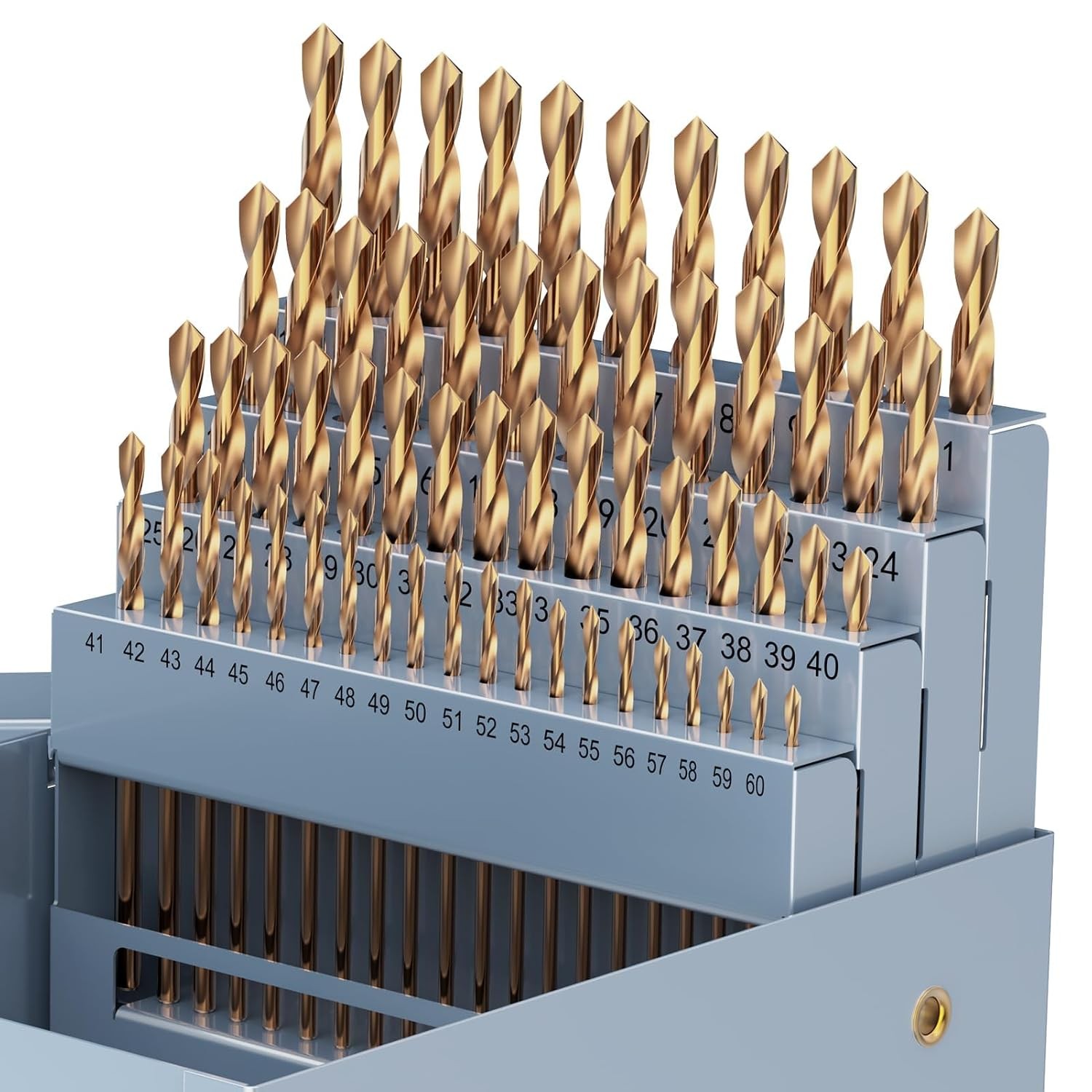 60pcs 0.228"-0.040" Cobalt Number Size Drill Bit Set for Hardened Metal