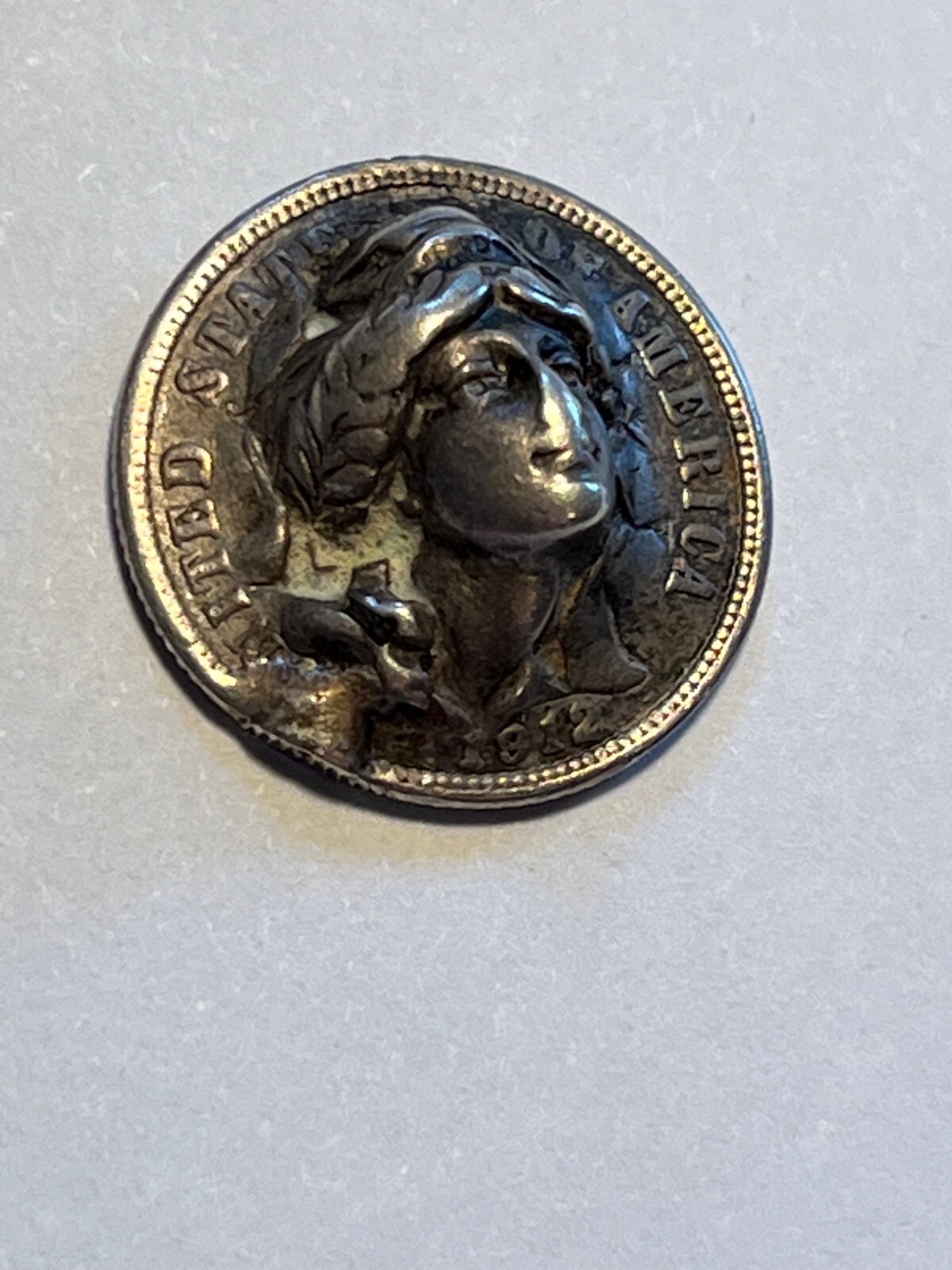 1912 Barber Dime Punch PUSH OUT Repousse 3D Coin
