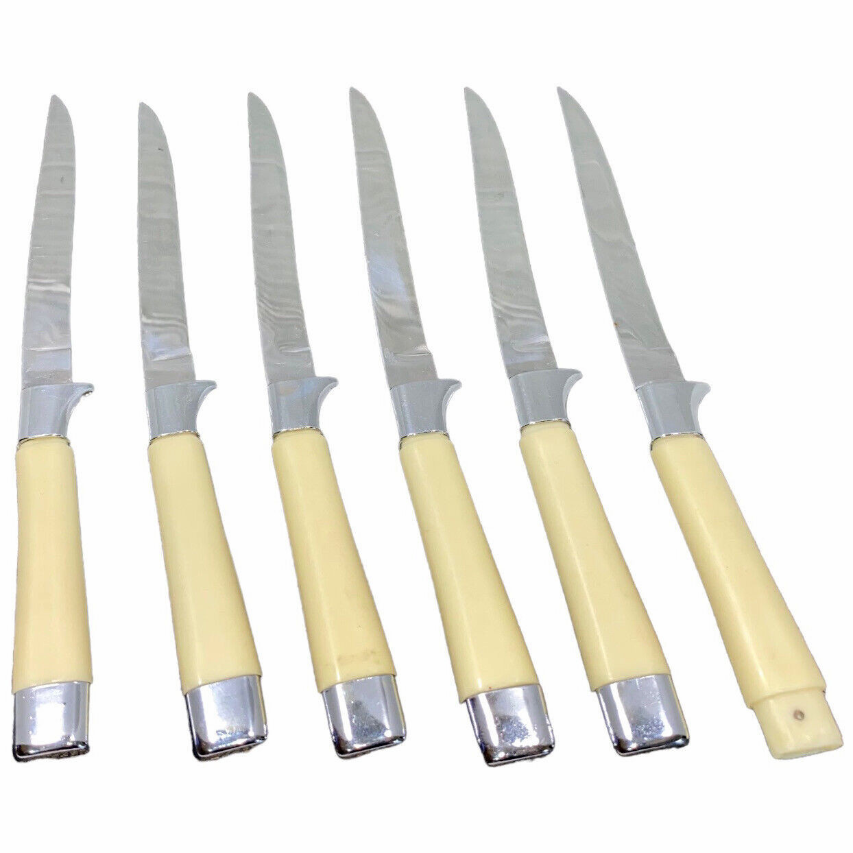Vtg Briddell Carvel Hall Set of 6 Steak Knives USA Vintage 1950's Silver end