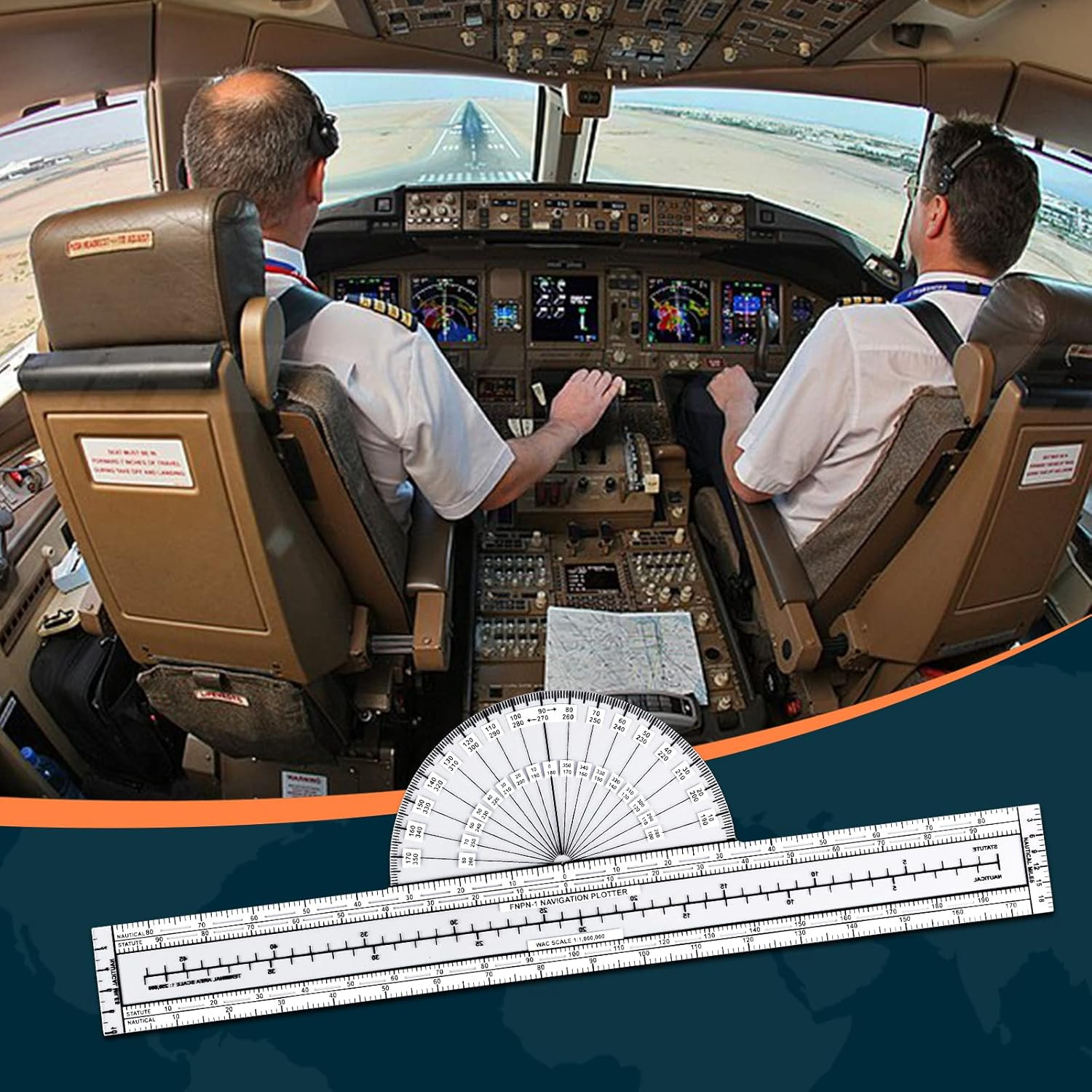Simcoach Aviation Navigation Plotter, Premier Fixed Plotter with WAC Charts
