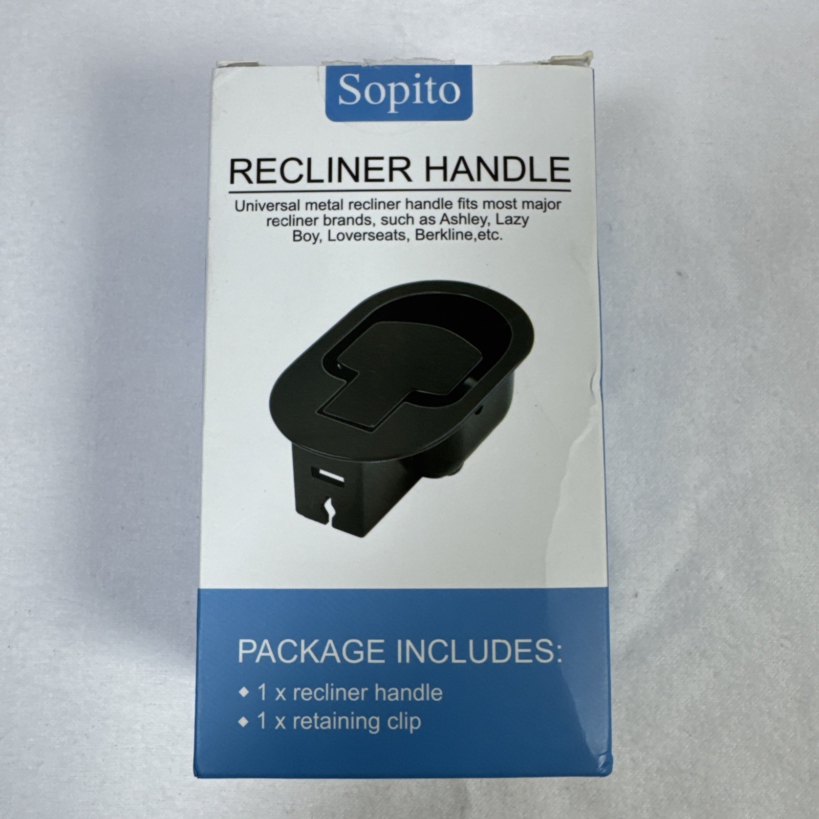 Recliner Handle Pull Sopito Universal All-Metal with Retaining Clip Black
