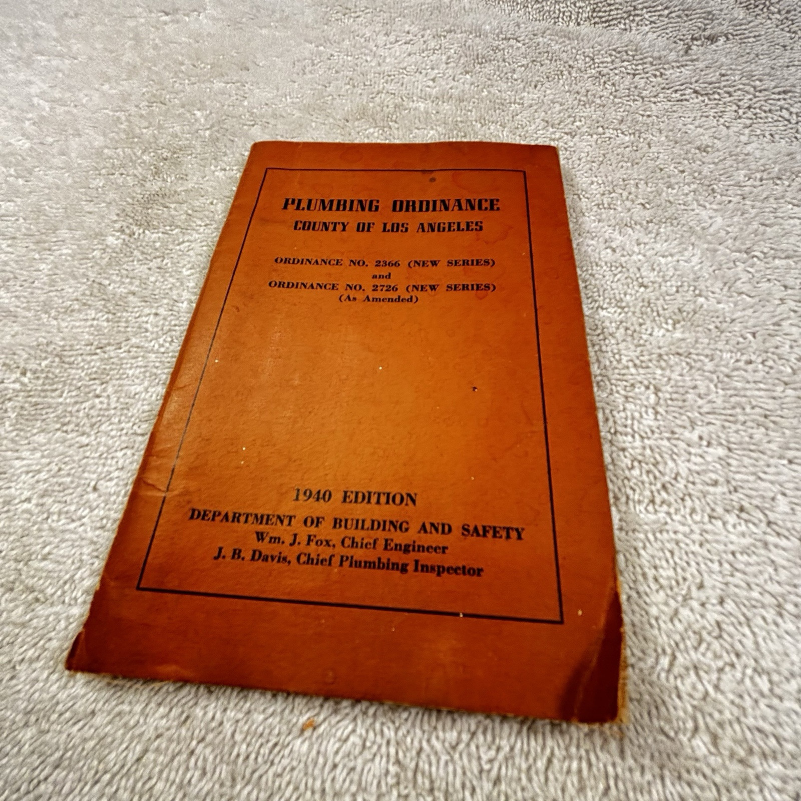 Vintage 1940 Edition LA County Revised Plumbing Ordinance Handbook Guide