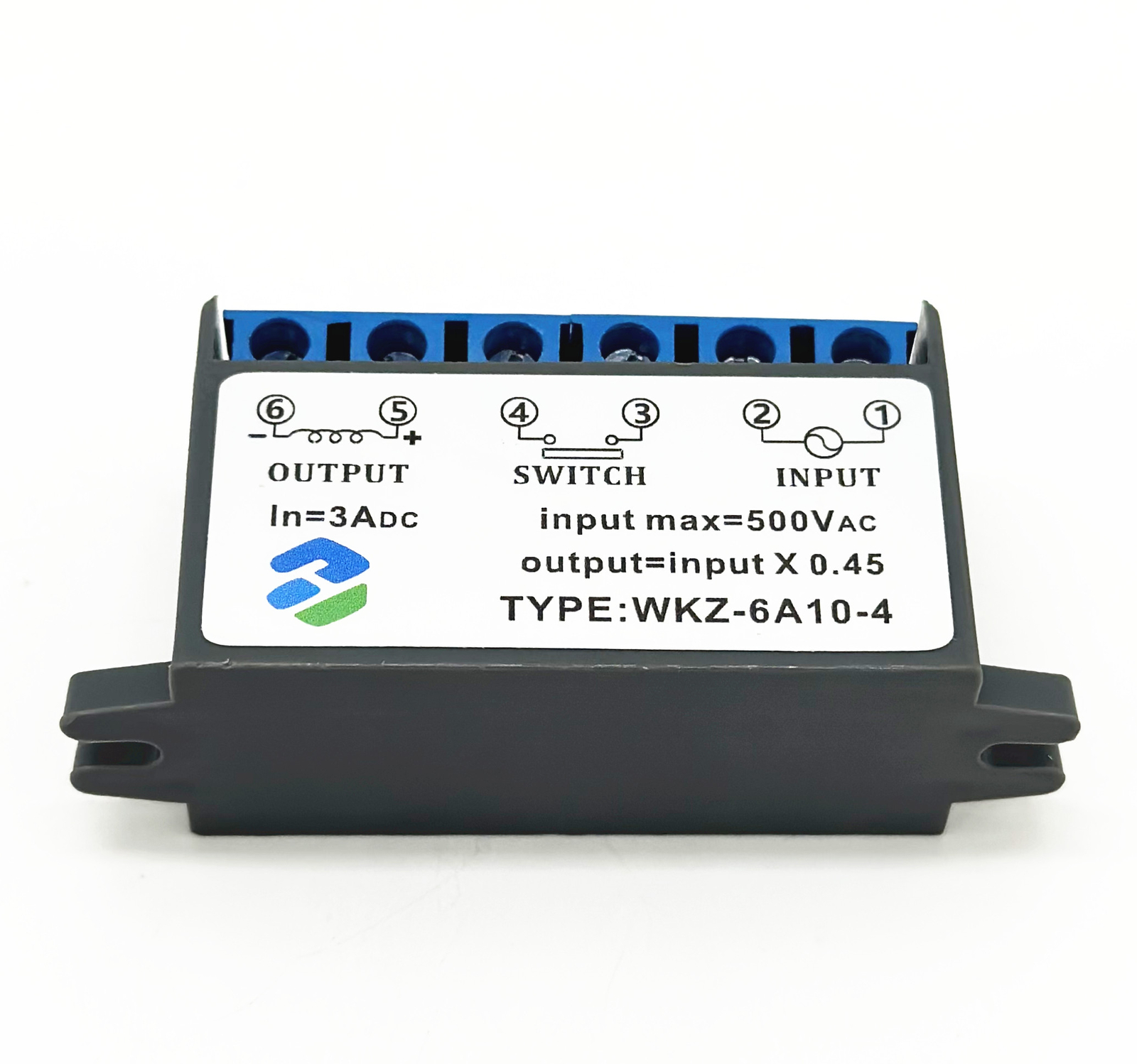 TYPE: WKZ-6A10-4 input max=500VAC output=input×0.45 IN=3ADC rectifier module