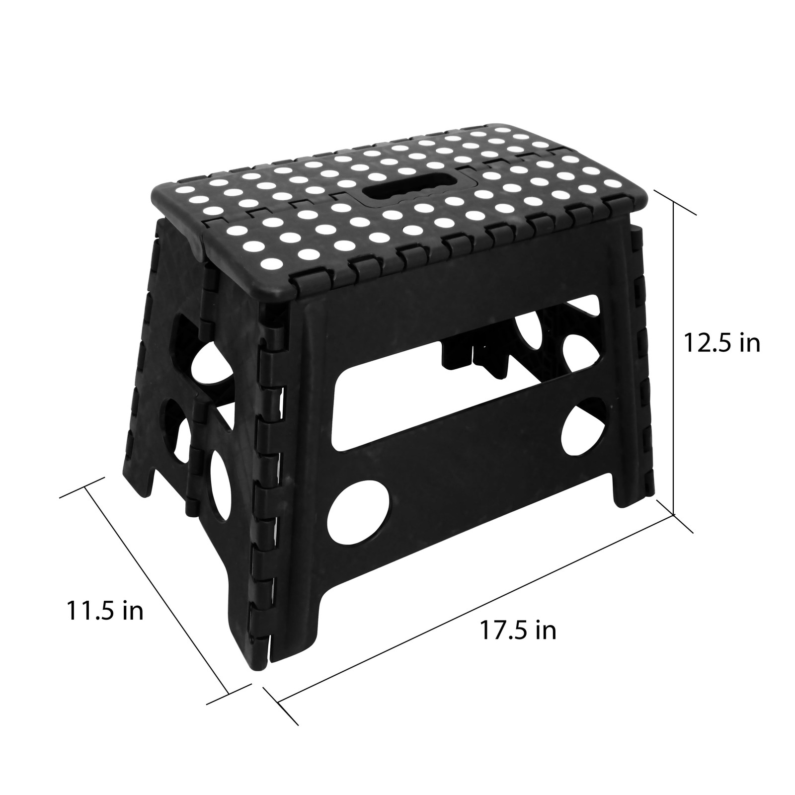 Core Pacific Extra Wide Folding Step Stool Black 12.7 inch with Non-Slip Surface