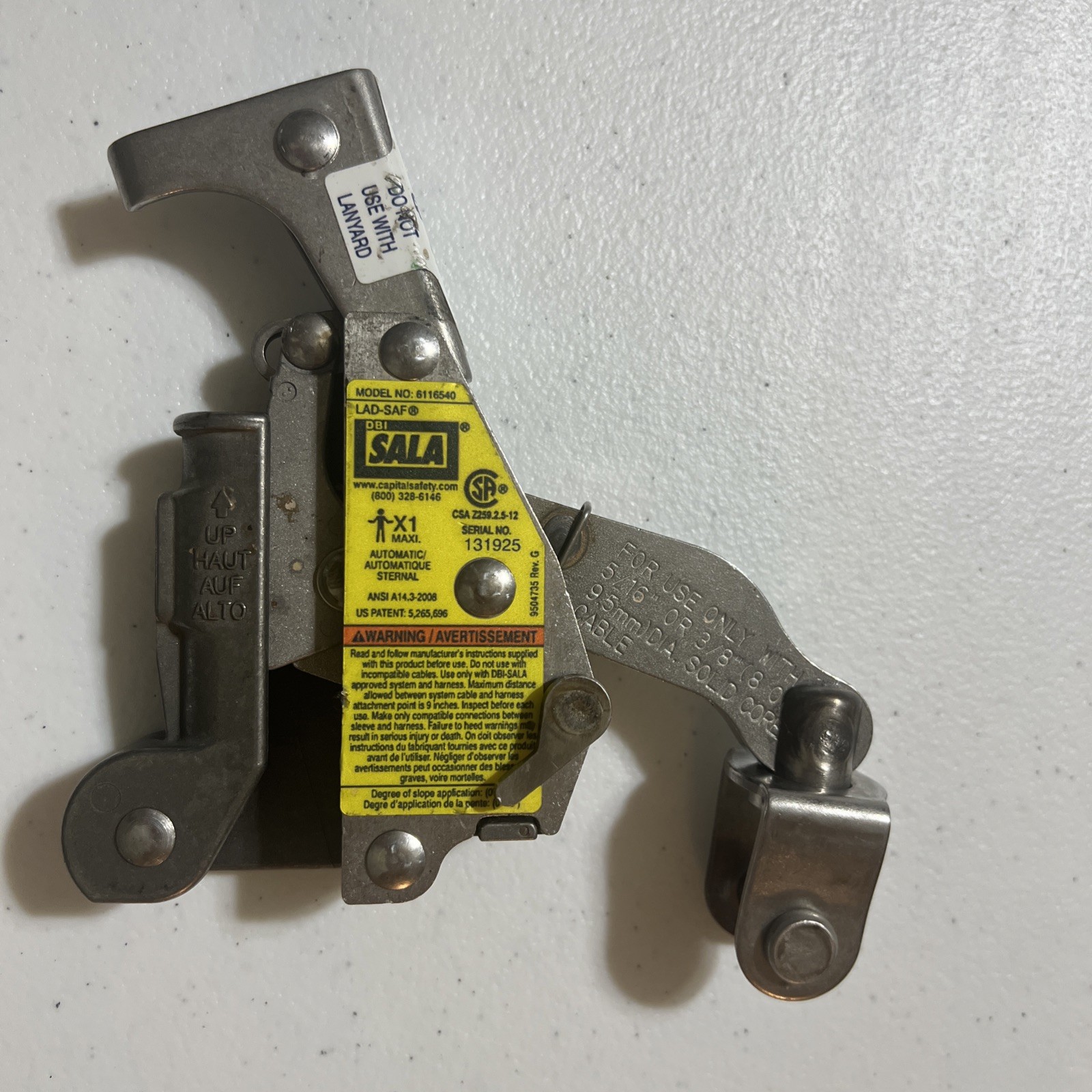 DBI SALA 6116540 Lad Saf Safety Detachable Sleeve Cable Climbing Slide Arborist