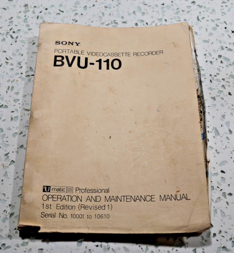 SONY BVU-110 PORTABLE VIDEO RECORDER OPERATION MAINTENANCE & SERVICE MANUAL
