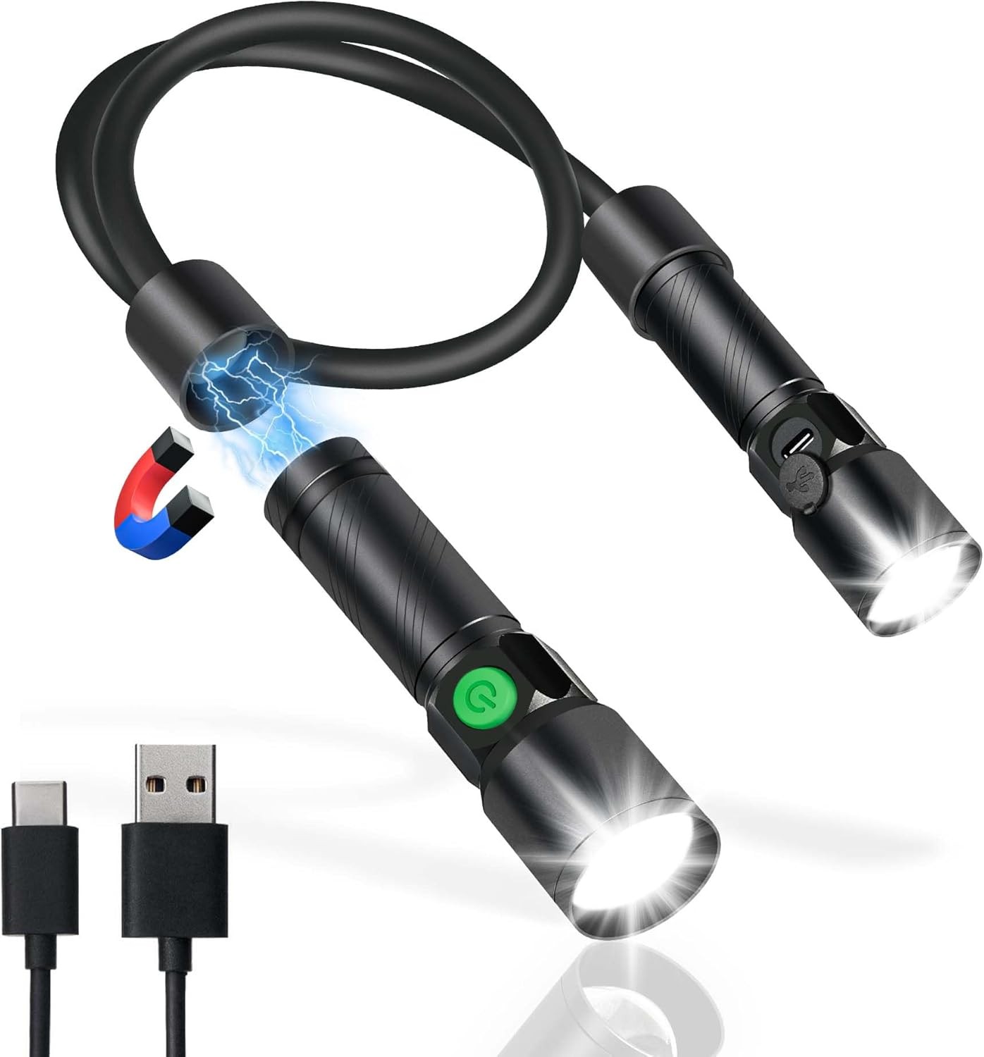 Neck Light, 1800Lumens Rechargeable Neck Flashlight with Magnetic Bas