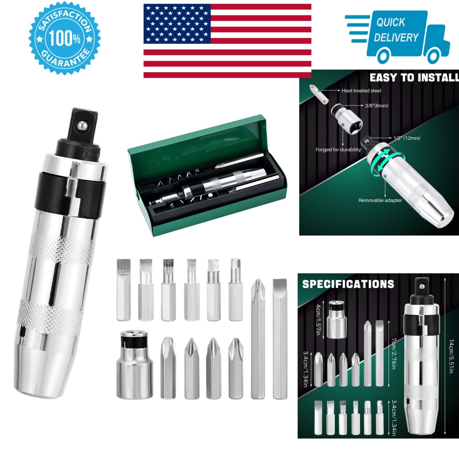 DASBET 13PCS Manual Impact Driver Set | Hand Screwdriver Extractor