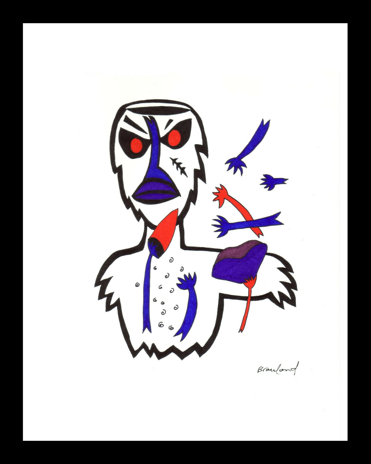 Original Ink Drawing -- Abstract -- Man at Work "Monday Morning"