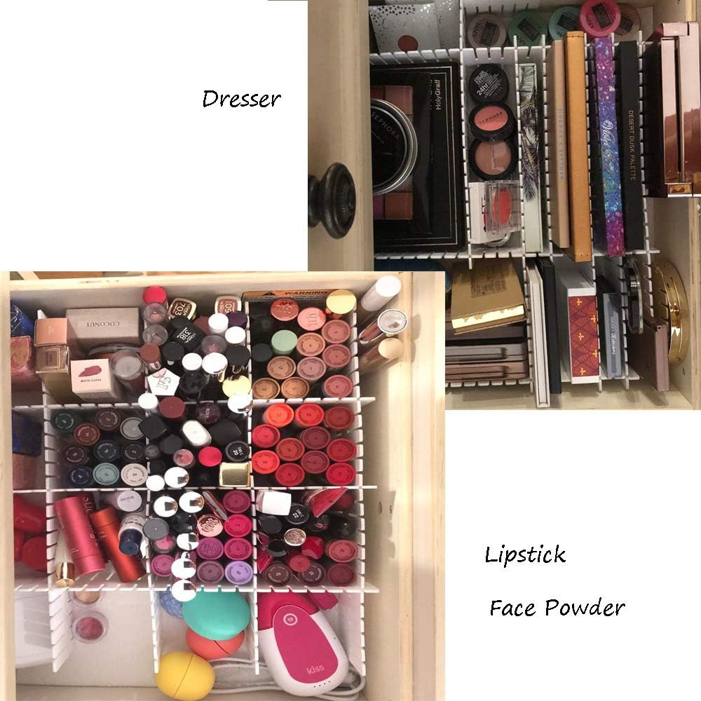 12 PCS Adjustable Plastic Drawer Dividers - White Organizers for Socks & Storage