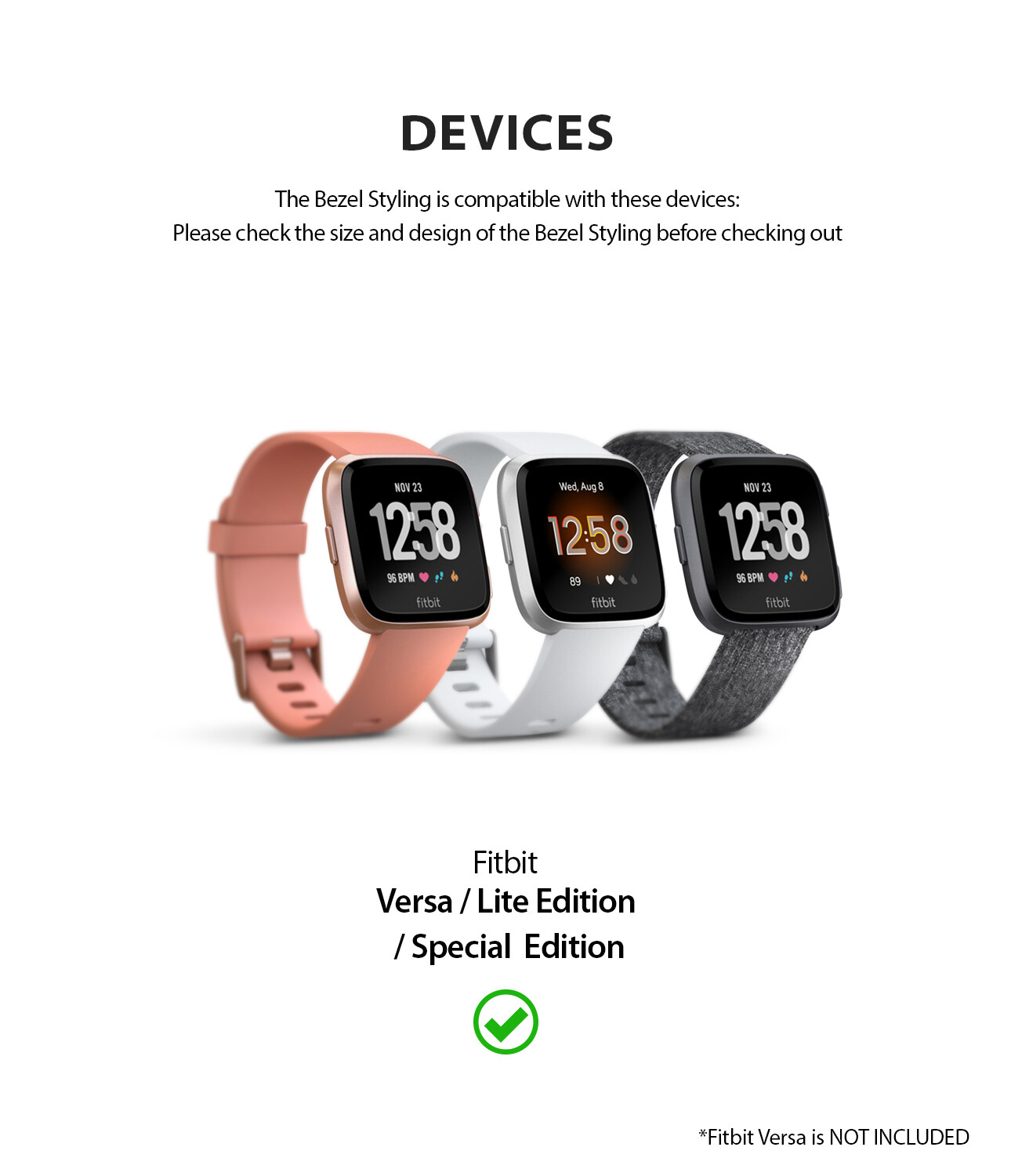 For Fitbit Versa Ringke Bezel Styling Frame Case Cover Stainless Steel Protector