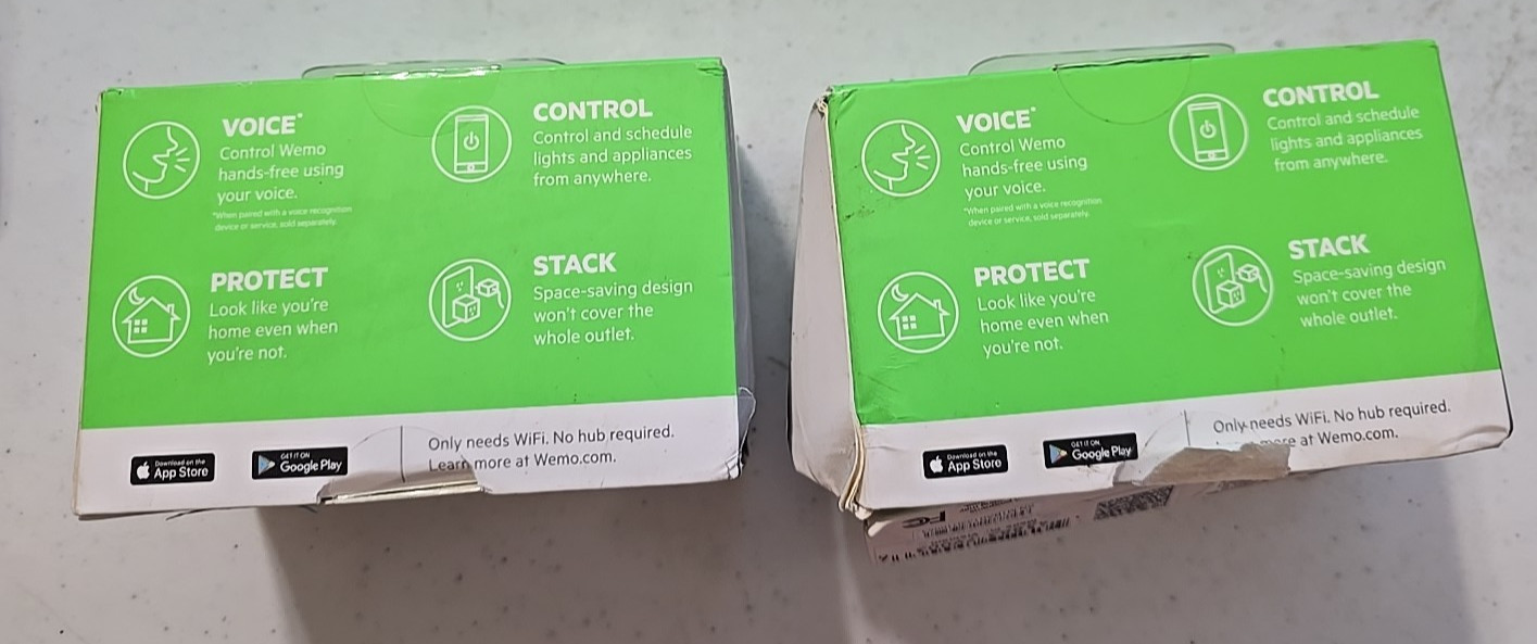 WeMo WSP080 120V Smart Plug, White - 2 Plugs - NEW