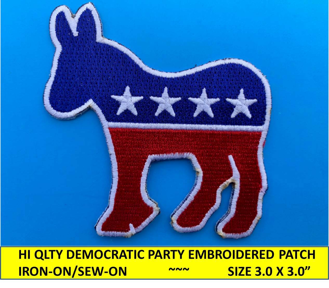 DEMOCRAT PARTY DONKEY EMBROIDERED PATCH IRON-ON SEW-ON POLITICS ELECTION 2022/24