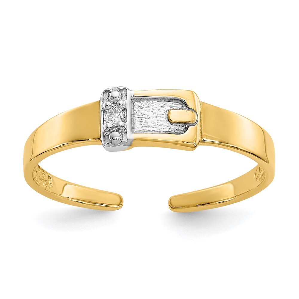 14k Yellow Gold .01ct Diamond Buckle Toe Ring Gift for Mother