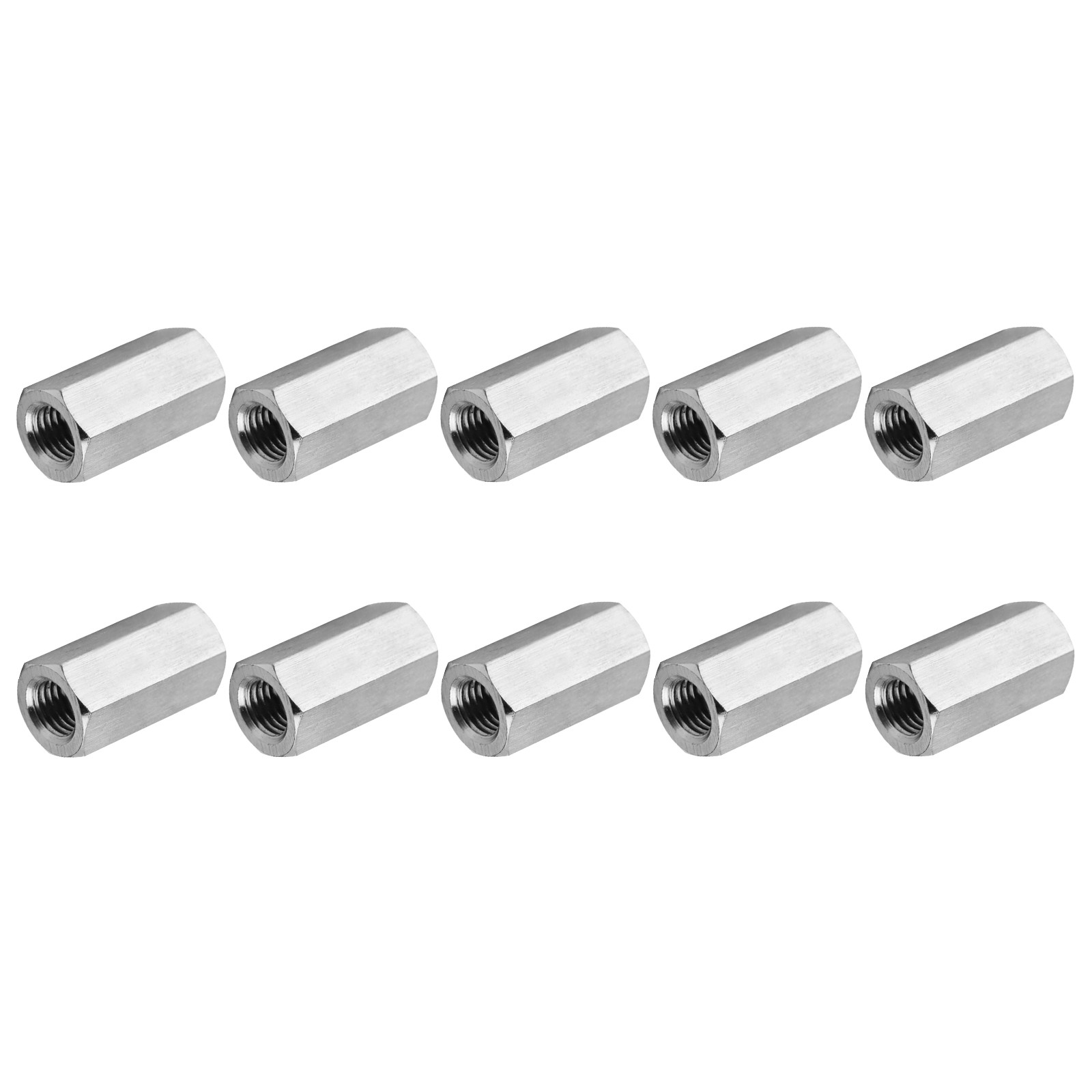 10Pcs 10#-32 UNF 16mm / 0.63" l 304 Stainless Steel Hex Coupling Nuts Connector
