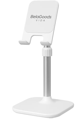 BelaGoods Cell Phone Stand Holder, Tablet Stand – Height & Angle White