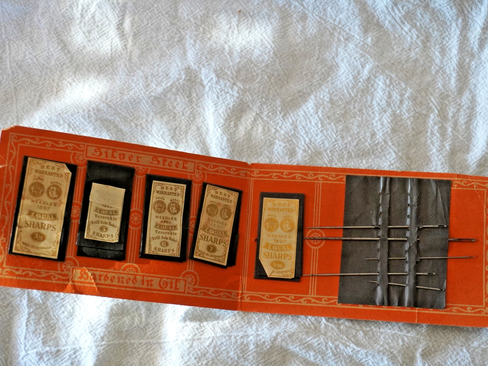 VTG Army Navy Needle Books Lot + Starrett Rule, Bell Case MCM Sewing Ephemera