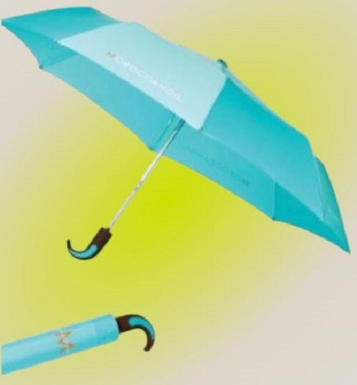 MOROCCANOIL Blue Logo Easy Open Full Size Rain Umbrella W/ Storage Sleeve