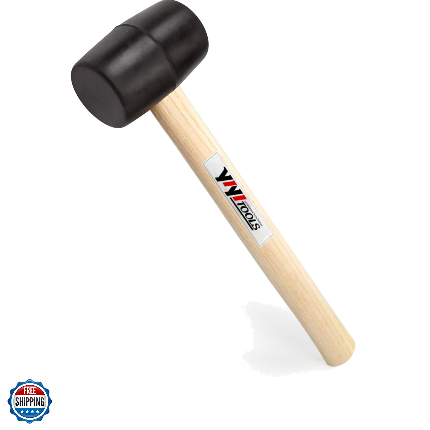 YY-2-005 Rubber Mallet Hammer With Wood Handle–8-oz, black