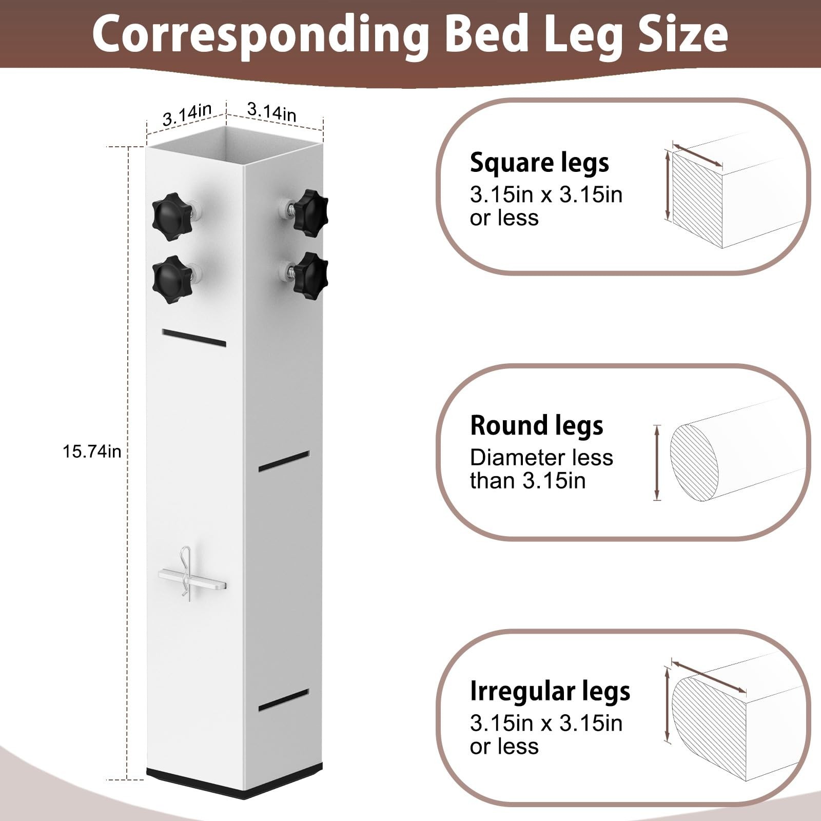 4 Pcs Carbon Steel Dorm Bed Risers 3.15" Diameter Metal Bed Riser Tall Bed Ri...